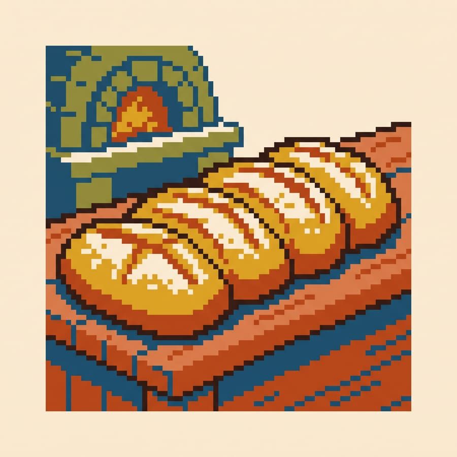 Ilustración pixel art de gastronomía típica de Lebrija